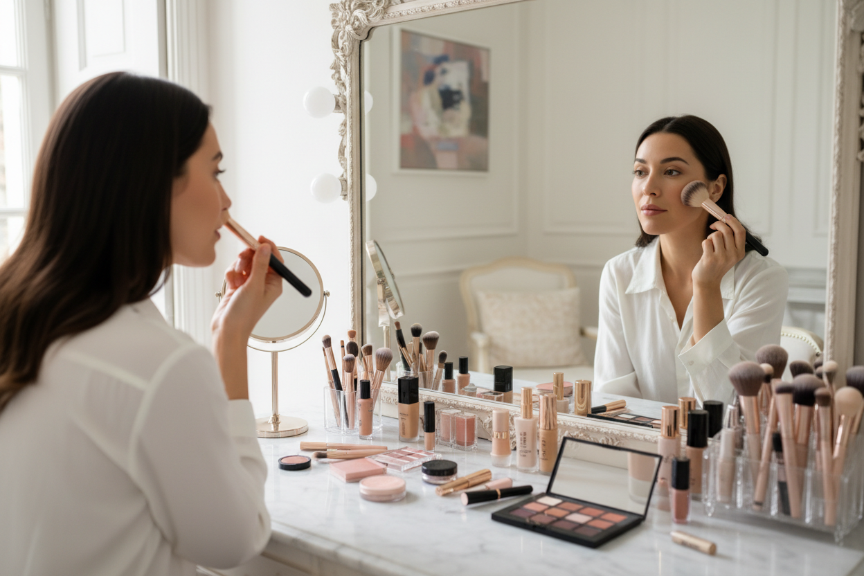 mujer maquillandose